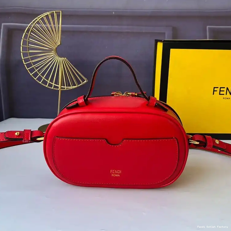 Cheap HOT O'Lock Camera In Red Calf Leather Mini Fendi Case 0407